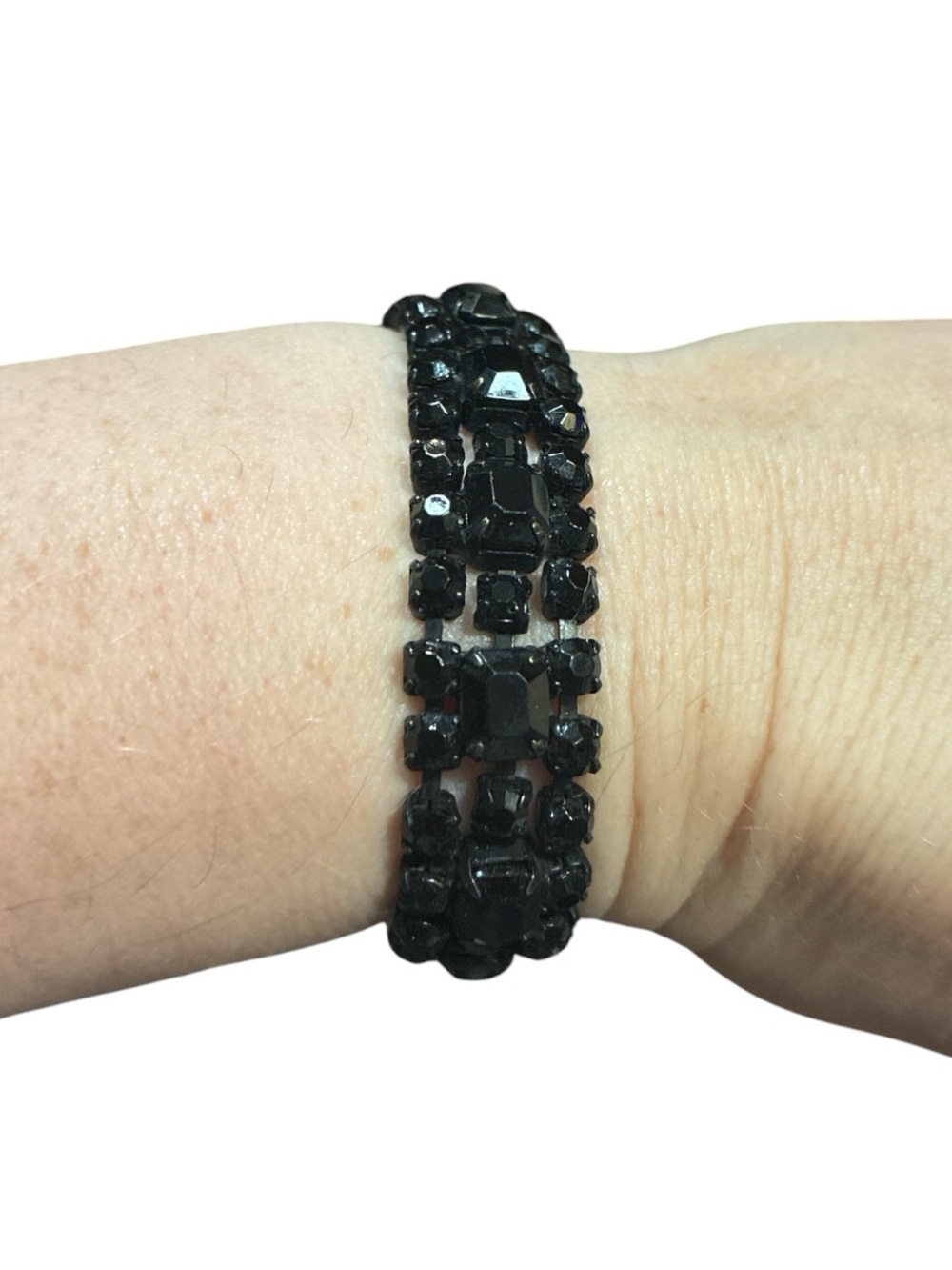Vintage Weiss Black Rhinestone Bracelet